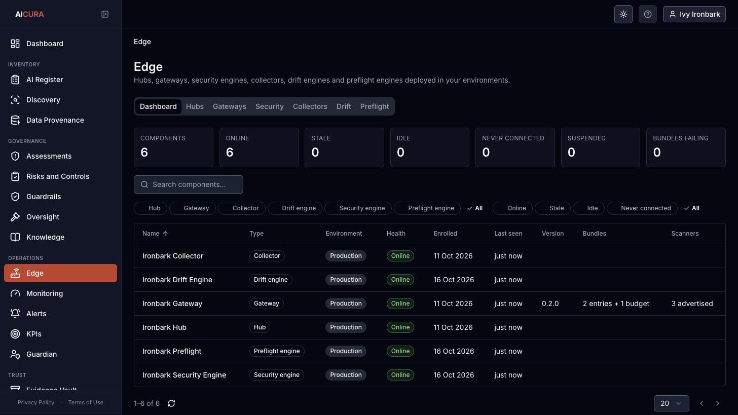 Edge, Dashboard tab in Aicura