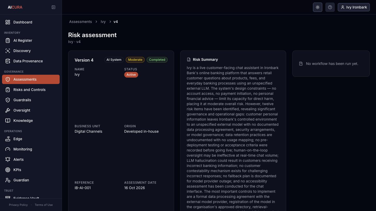 Risk assessment detail in Aicura