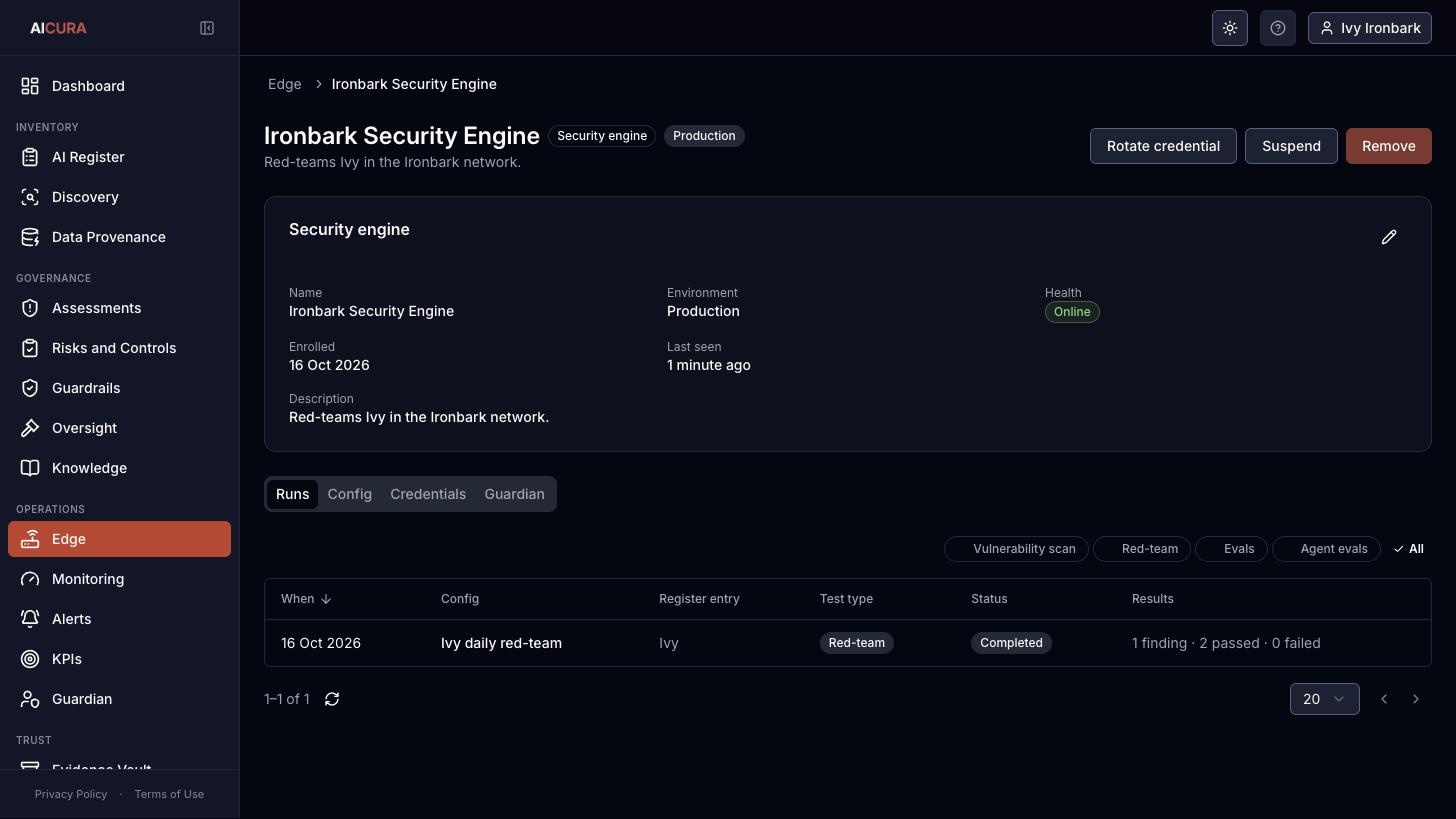 Edge, security engine detail in Aicura